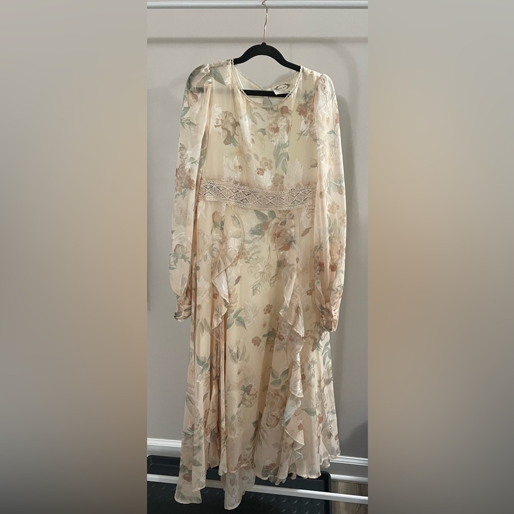 Floral Sheer Long Sleeve Dress